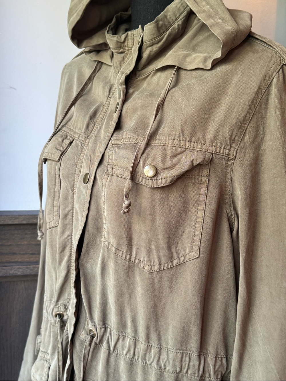 Angie Hooded Utility Jacket in Olive Medium - Picture 7 of 9